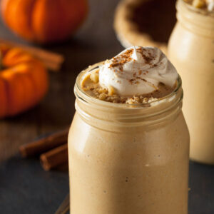 Picture of a Banana Pumpkin milkshake in a jar